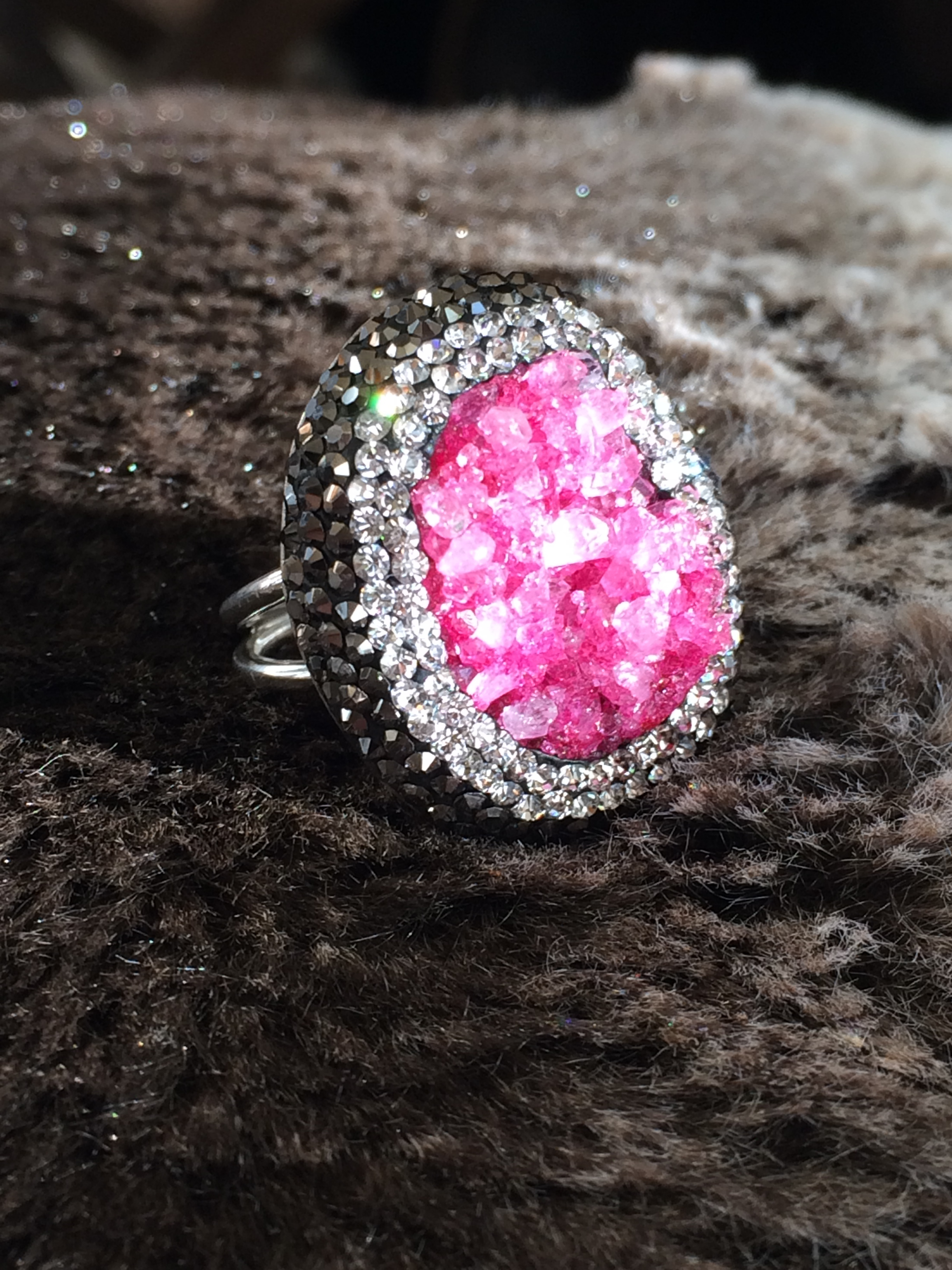 Native Gem - Pink Druzy Ring